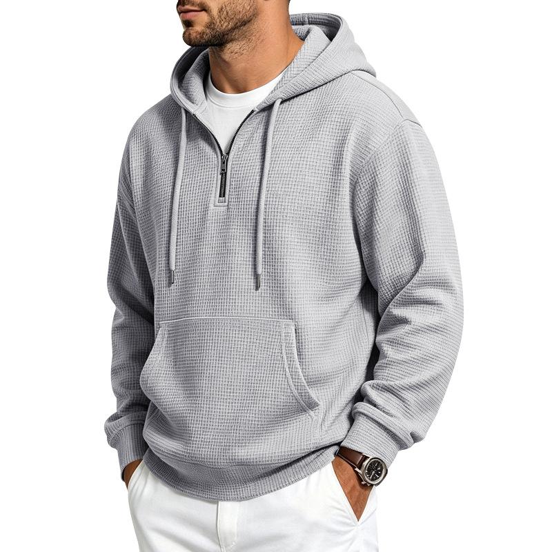 Herren Waffelstrick Kapuzenpullover Lockerer Schnitt Lässiges Sweatshirt