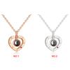 Heart Shape Women Necklace Brass 100 Loving Words Glass Pendant Girl Neck Jewelry Accessories
