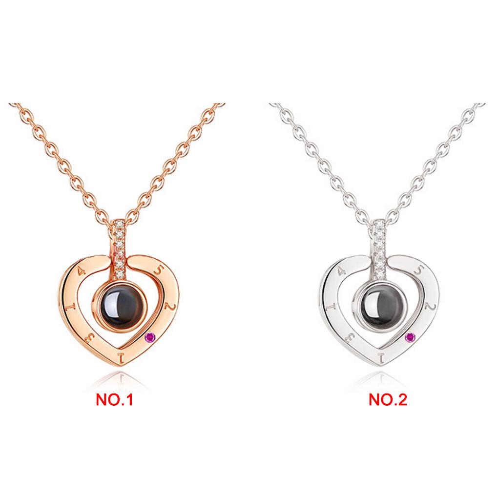 Heart Shape Women Necklace Brass 100 Loving Words Glass Pendant Girl Neck Jewelry Accessories