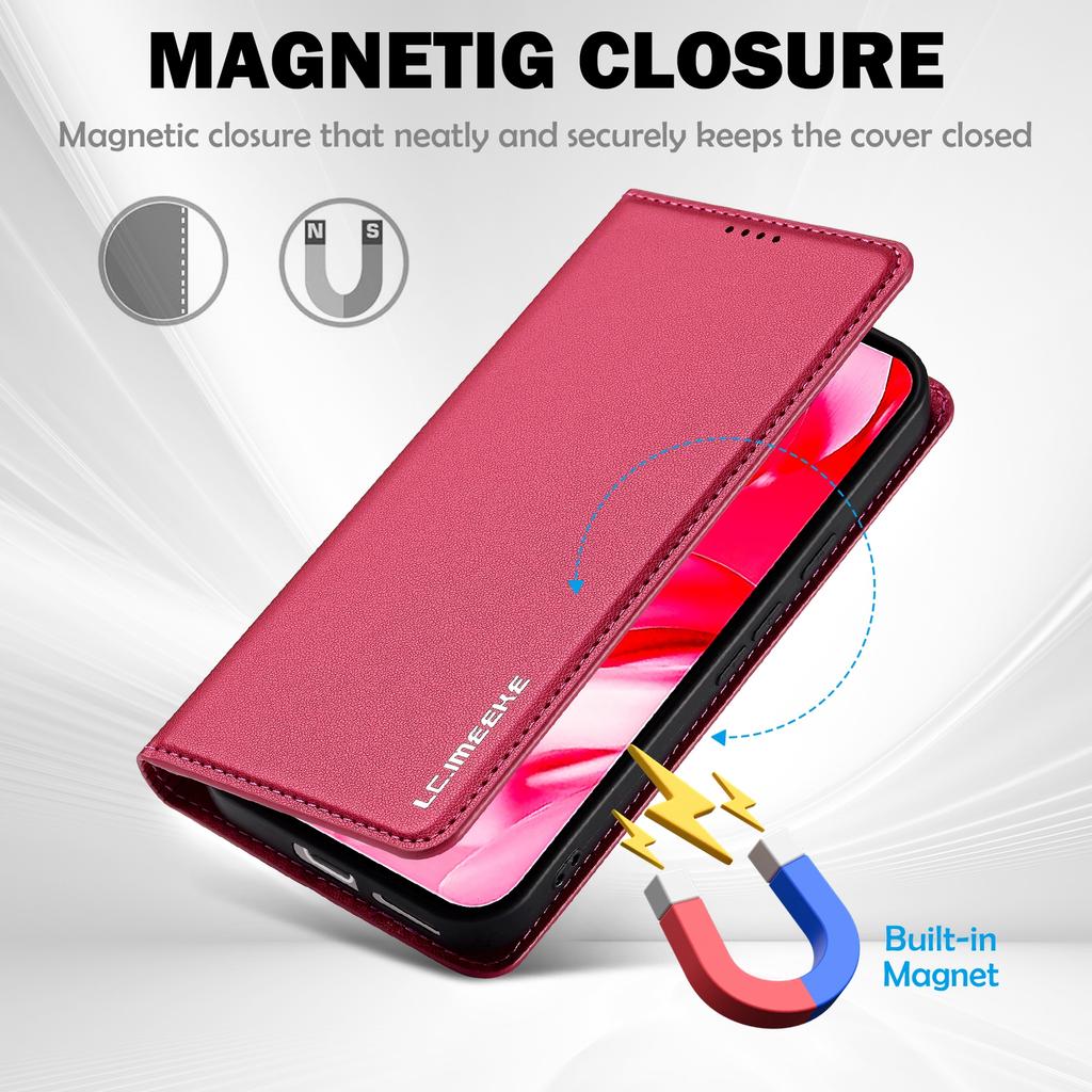 LC.IMEEKE L1 Series for Google Pixel 9a Case PU Leather Wallet Stand Protective Phone Cover