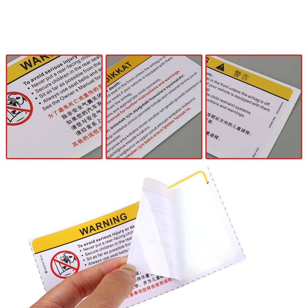 For Car Sun Visor Makeup Mirror Sticker Airbag Sticker Safety Warning Sticker Warning Board Sticker
