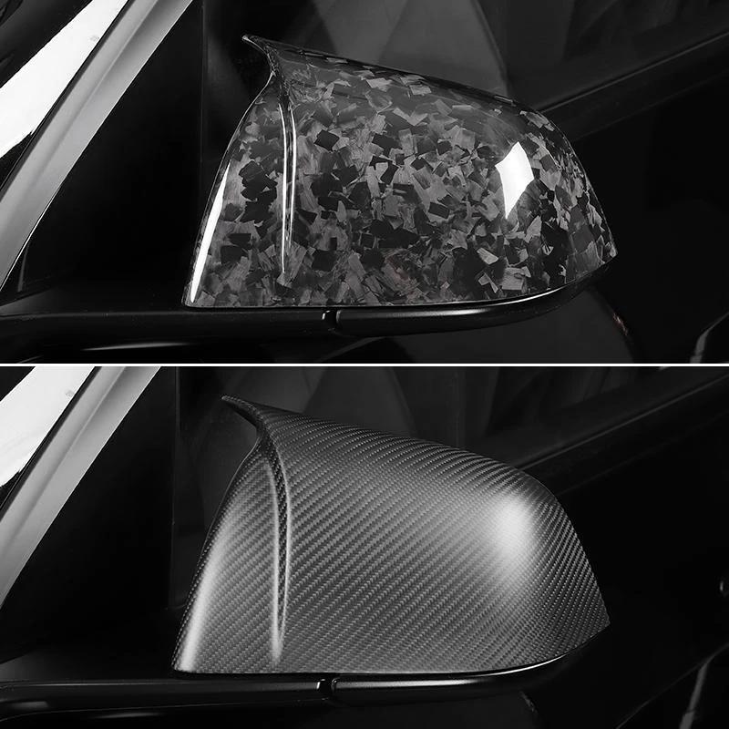 For Tesla Model Y 2019-2025 Rearview Mirror Cover ABS+Carbon Fiber Reversing Mirror Cover Car Modification Accessories
