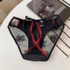 Women's Panties Low Waist Lace Transparent Sexy Mesh Hollow Out Bowknot Satin Panties Cotton Crotch Briefs