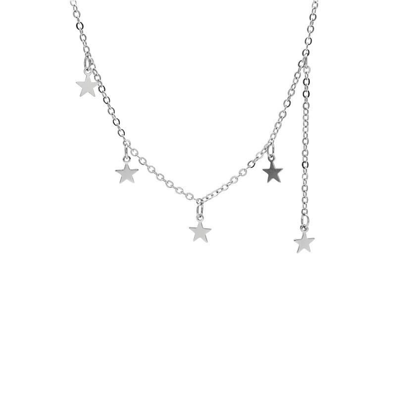 ANENJERY Halskette mit Stern-Quasten-Anhänger für Damen, schlichtes, kurzes Halsband-Zubehör