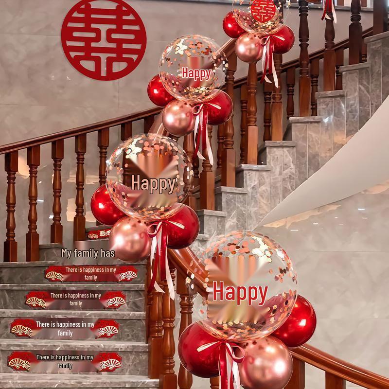 Tinsel Wedding Room & Stair Décor Set with Balloons - Bride & Groom's Side Decoration Kit