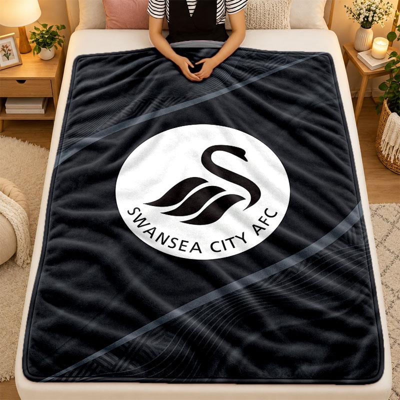 Flannel BlanketSwansea City Warm Soft Throw Blanket for Indoor Sofa Bed Living Room Use