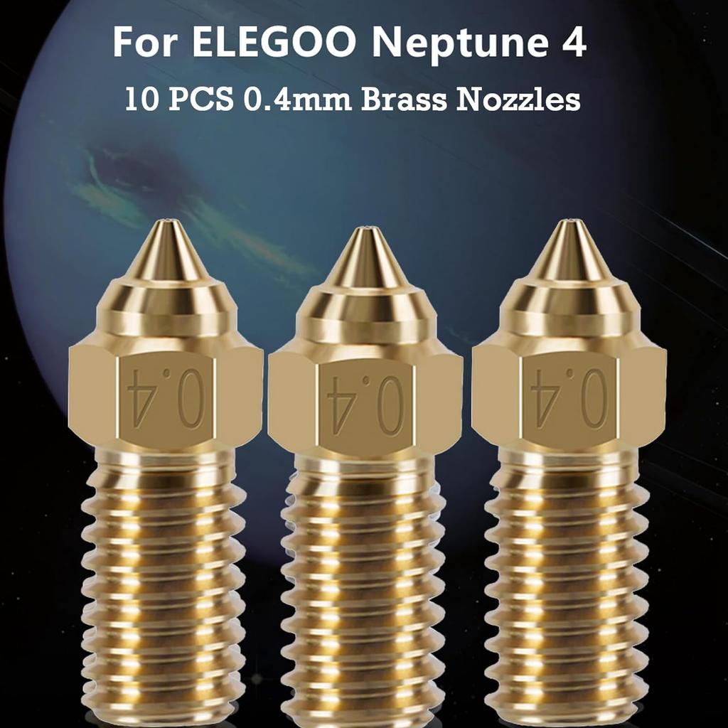 5/10PCS 3D Printer 0.4mm High Speed Brass Nozzles Kit for Elegoo Neptune 4, Neptune 4 Pro Hot End Nozzle Replacement Part