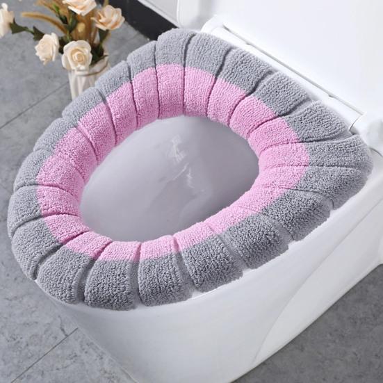 Toilet Seat Cover Mat Soft Velvet Fabric Universal Bathroom Toilet Seat Cover Washable Closestool