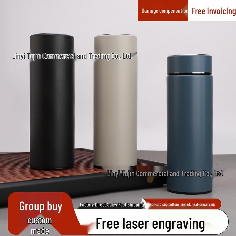 304 Stainless Steel 500ml Large Capacity Thermos Cup with High-End Laser Engraved Logo Black