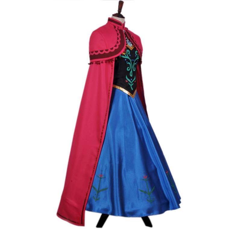 Adult Anna Dress With Cloak Womens Party Cosplay Halloween Stage Frozen Costume