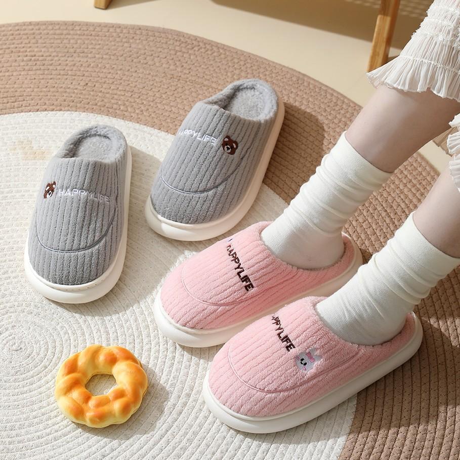 Warm cotton slippers winter home indoor home new wool slippers autumn and winter non-slip thick bottom couple