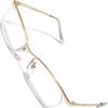 Gold X Clear Fashion Glasses Clear UV Popular Item [o] (Non-prescription) Stylish, Round, Lenses, Colored, Lightweight, Protection,