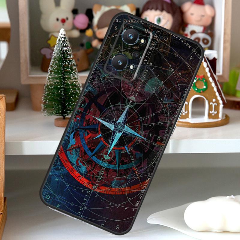 World Map Compass Nautical For OPPO Realme C55 C35 C33 C31 C30 C25 C21Y C11 GT Neo 5 3T 2T Realme 10 9 11 Pro Plus Case