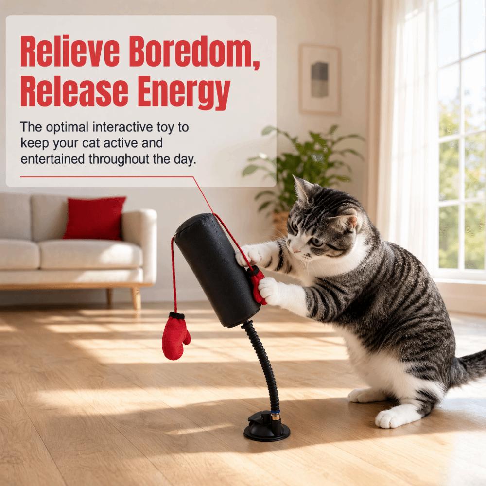 Suction Cup Cat Boxing Toy Self-standing Cat Boxing Game Pet Punching Bag Toy Kitten Teasing