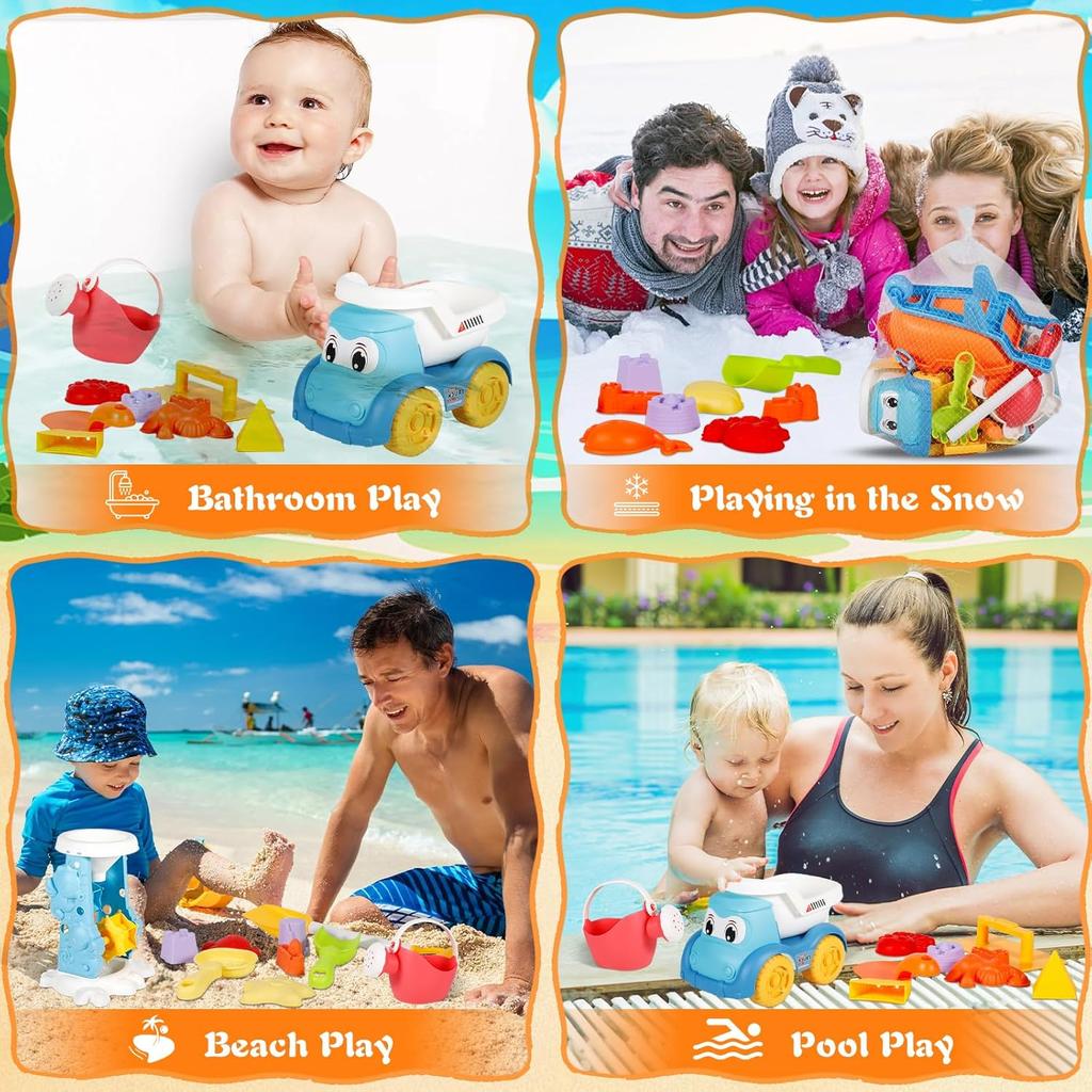 Beach Toys For Kids Sand Toys Set With Sand Bucket Shovel Rake For Beach Sandbox Toys Summer Outdoor Gift Kit For Boys Girls