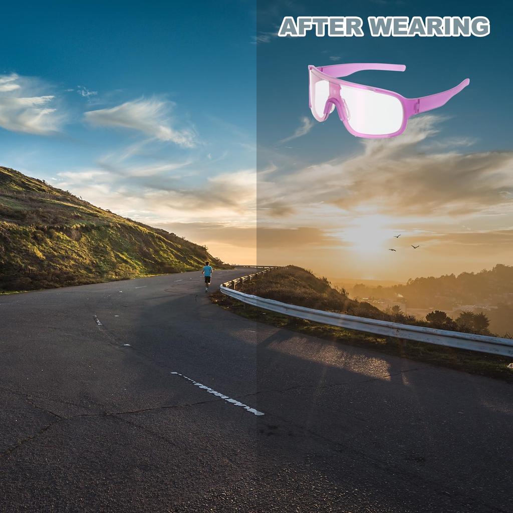 Sports Sunglasses for Polarized for Purple [uxcell] Men, Lenses, Cycling, Hiking, Driving, Fishing, Running, Frame, Clear/Purple