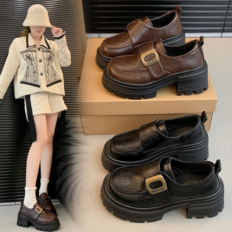 British style loafers women's 2025 spring and autumn new thick heel platform retro fashion small Mary Jane small leather shoes