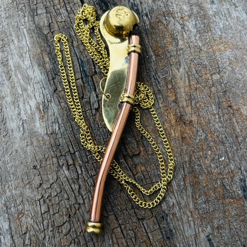 Nautical Maritime Brass/Copper Boatswain Whistle~Bosun Call Pipe~with Wood Box
