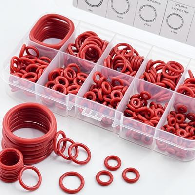 Conjunto de O-rings de Silicone com 351 Peças, 10 Tamanhos, Resistente a Óleo e Calor, Adequado para Carros e Tubulações