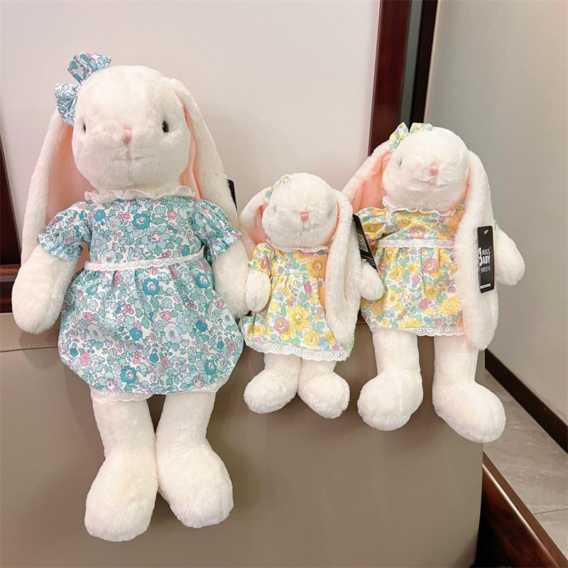Floral Wearing A Dress Rabbit Plush Toy Cute Cartoon Pp Cotton Filling Doll Girl
