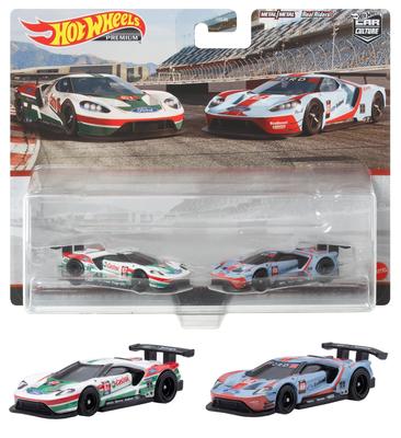 Hot Wheels Premium 2 Pack Ford GT Race Years Old and HCY72 - '16 [3 Up] White/Blue