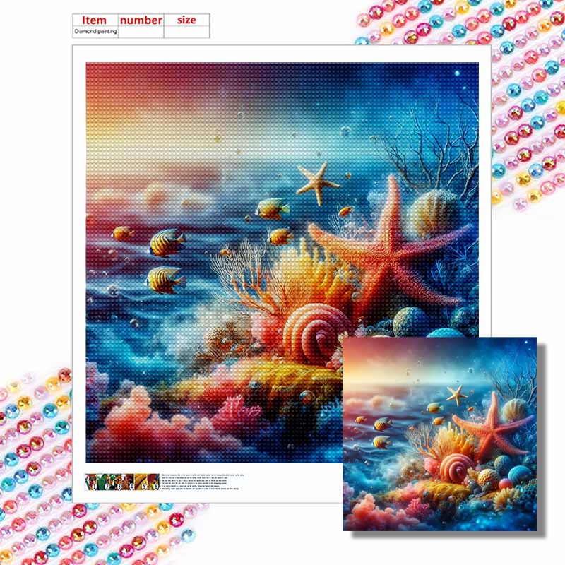 New Arrival 5D DIY Full Circle Diamond Painting "Undersea Animals and Plants" Embroidery Cross Stitch Home Decor Gift