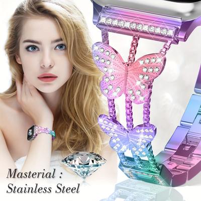 Passend für Apple Applewatch 9–1, komplettes Sortiment an neuen kleinen Schmetterlings-Metall-Diamant-Armbändern