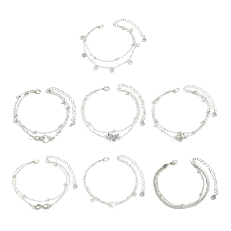 Trendy Alloy Layer Anklet for Women Waterproof Designs With Crystals Embellishments Vocation Accessory Outfits