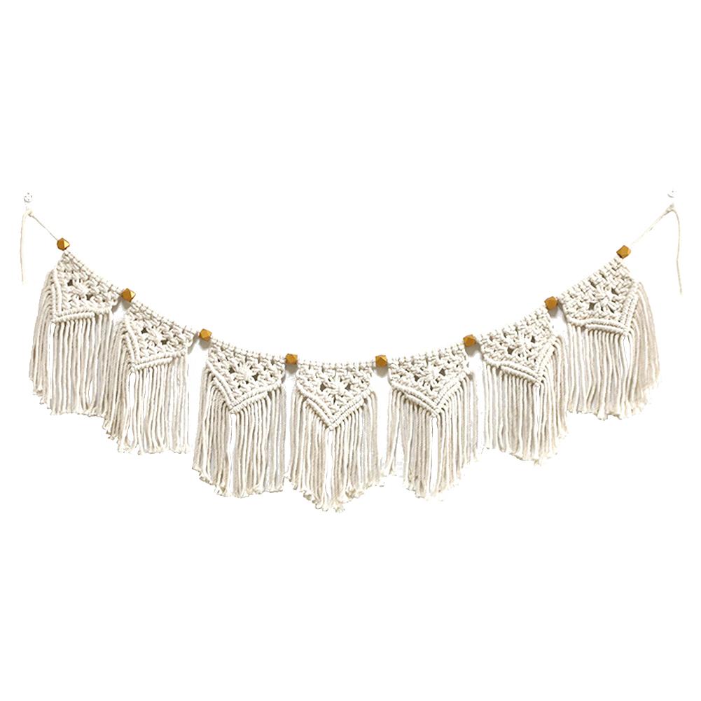Macrame Wall Hanging Fringe Garland Banner Hand Woven Hanging Ornaments For Apartment Living Room Bedroom Wall Art Decor