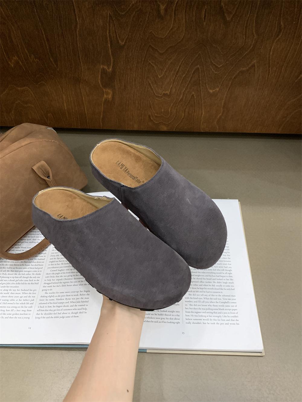 

Баотоу Біркенсток напівшльопанці жіночі 2025 осінь новинка ретро Морі універсальні коров яча шкіра платформа ліниві туфлі 37