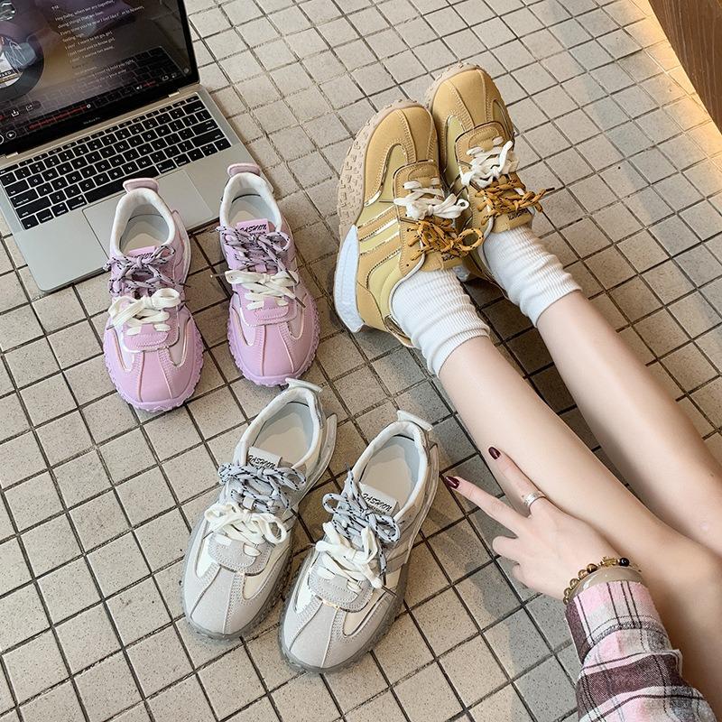 New spring and autumn sports shoes running casual and comfortable versatile women's thick soles lightweight round head tide