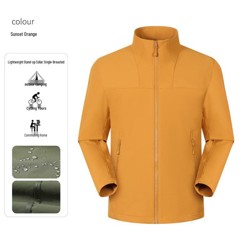 Customizable Stand Collar Windbreaker: Team Logo, Casual Outdoor Jacket, Windproof for Spring & Autumn.