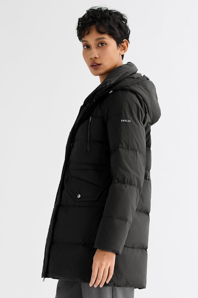 Orolay Hooded Down Regular Perfect for and Outdoors Size Women's Jacket, Mid-Length, Fit, Windproof, Cold-Resistant, Water-Repellent, Winter,
