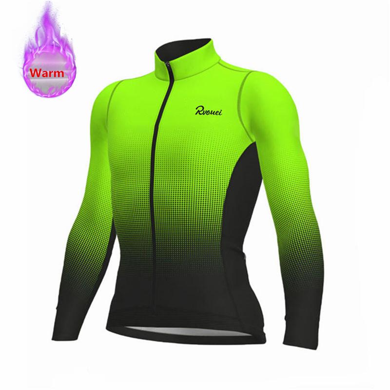 Rvouei Winter Lange Mouw Thermisch Fleece Fietsjersey Set Koersbroek Ropa Ciclismo Fietskleding MTB Fietsjersey Uniform