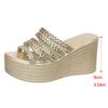 Fashion New Fashion Gold Wedge Sandals for Women Summer Braided Strap Chunky Platform Sandles Woman Thick Bottom Non Slip Beach Slippers