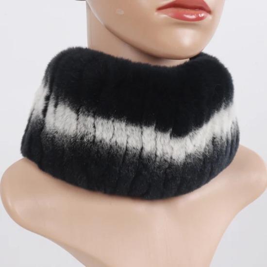 Hot Sale Winter Women Knitted Real Rex Rabbit Fur Scarf Natural Soft Rex Rabbit Fur Scarves Girls Warm Genuine Fur Headband