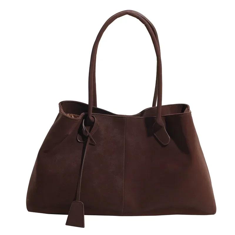 2026 Hot Selling Faux Suede Solid Color Fashiable Versatile Handbag High Quality Product Large Capacity Women's Shoulder Bags