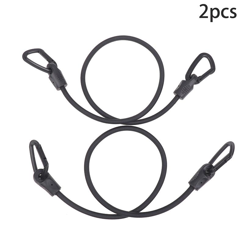 2Pcs D-Type Plastic Hooks with Elastic Bungee Shock Cord Strap for Car Luggage Tent Kayak Boat Canoe Bikes - Tie Down Strap Set