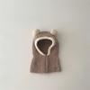Children's hat and scarf integrated autumn and winter baby windproof and warm plush hat cute double ball boys and girls ear hat