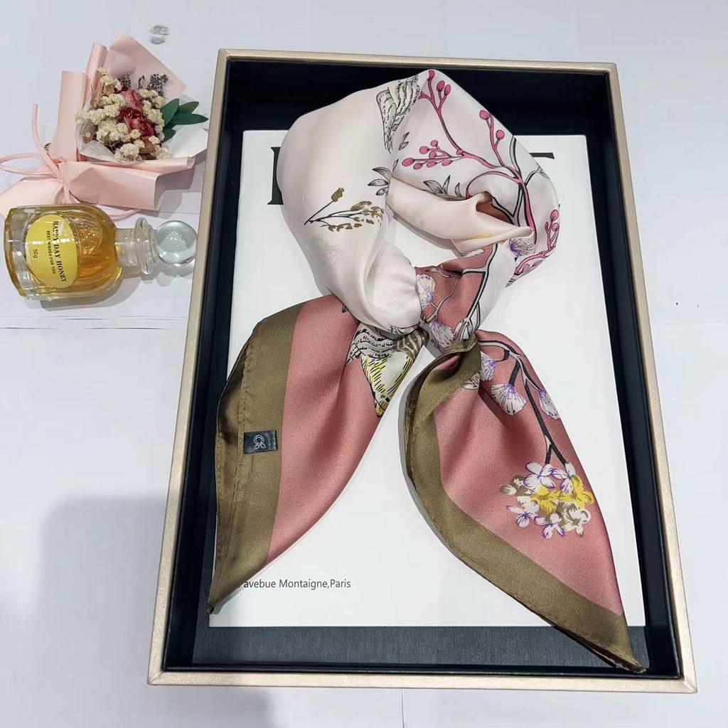 Hedvábný šátek pro ženy, módní všestranný, vysoký smysl, 70 čtverečních stop, ochrana krku, šátek, retro šátek, taška