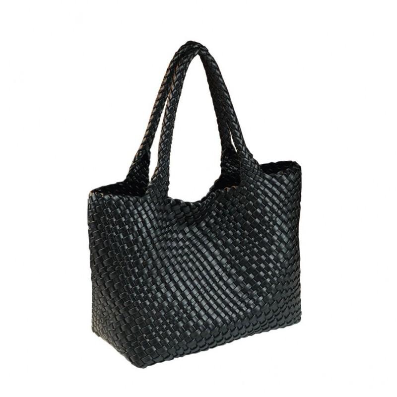 Ručně tkaná kožená taška Tote pro ženy, strukturovaná, ve stylu kbelíku, s magnetickým uzávěrem, z nappa hovězí kůže, pro kancelářské i každodenní použití
