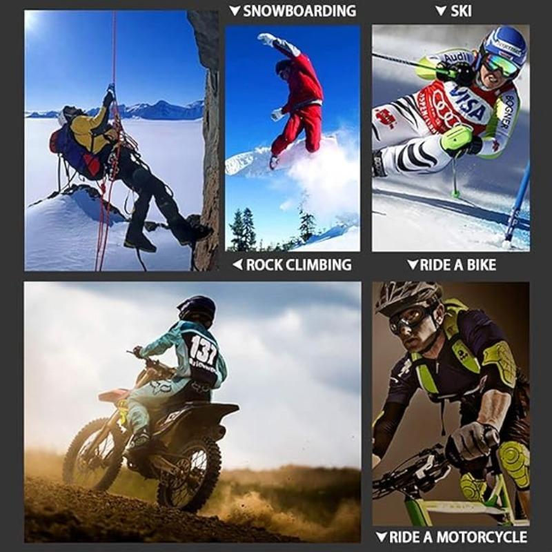 Versatile Windproof Sports Goggles for Skiing, Cycling & Motorcycle Riding, Durable PC Frame & Lens, Black