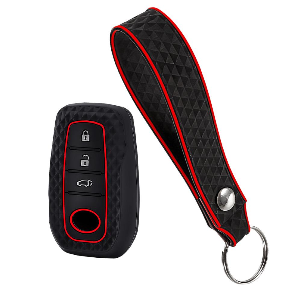2 PC Silicone For Toyota Corolla Hatchback Cross Yaris Cross Prius Hilux Land Cruiser LC200 LC250 LC300 Car Key Case Cover Chain