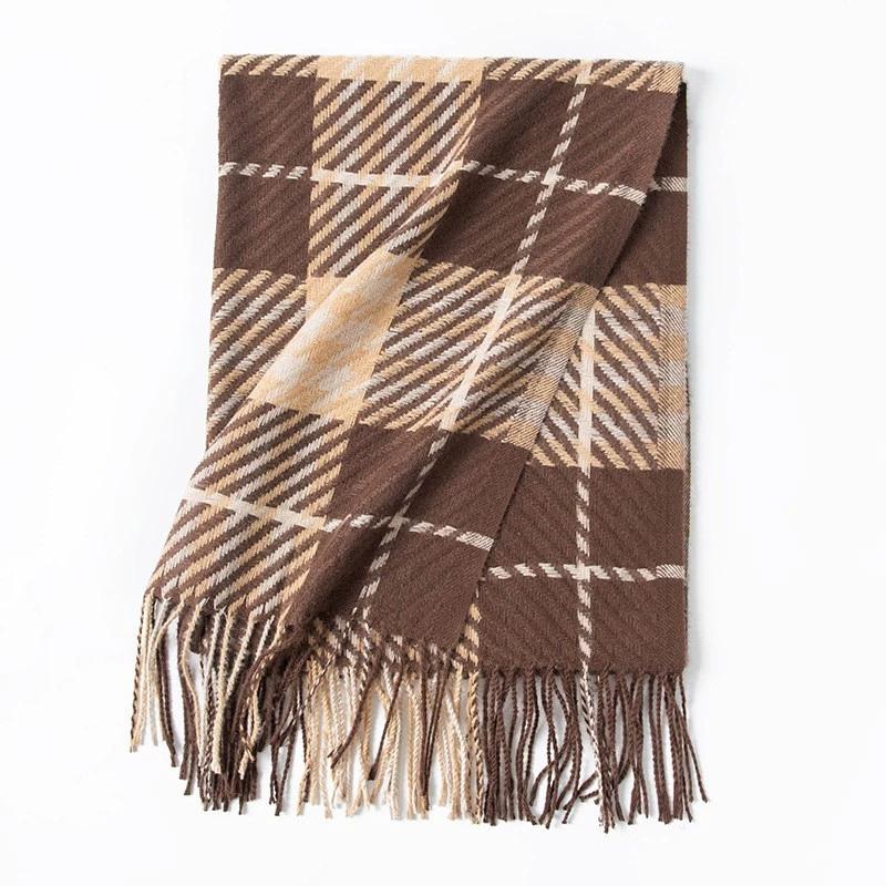 Warm Plaid Faux Cashmere Shawl Poncho Winter Luxury Print Blanket Pashmina Wraps Bufanda With Tassel Scarf Stoled Echarpe