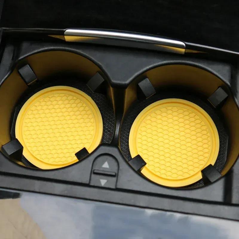 2pcs Car Coaster Water Cup Bottle Holder Anti-slip Pad Mat Silica Gel Waterproof For Interior Decoration Car Styling Accessories