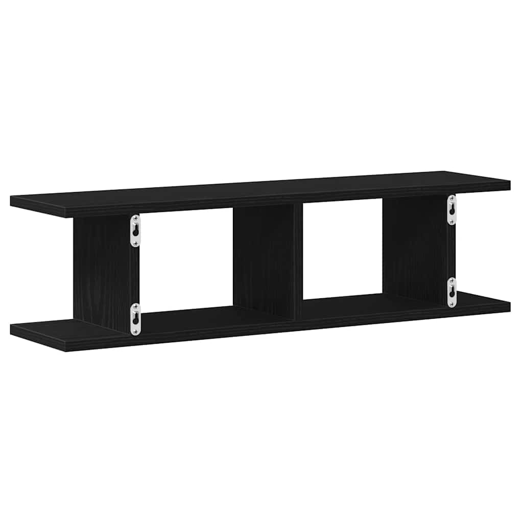 Wall Shelves 2 pcs Black Oak Effect 75 x 18 x 20 cm Engineered Wood