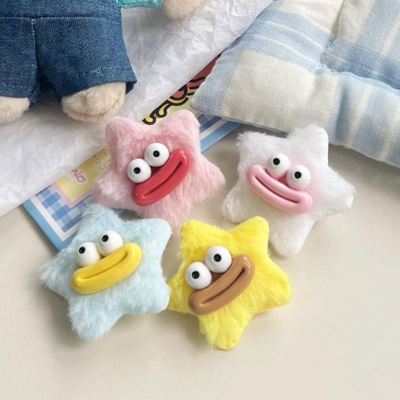 

4Pcs/Set Kids Plush Cute Hair Clips Hairpins Cartoon Animal Big Eyes Mouth Super Lovely Barrettes Girls Colorful Star Funny Furry Baby Headwear разноцветный