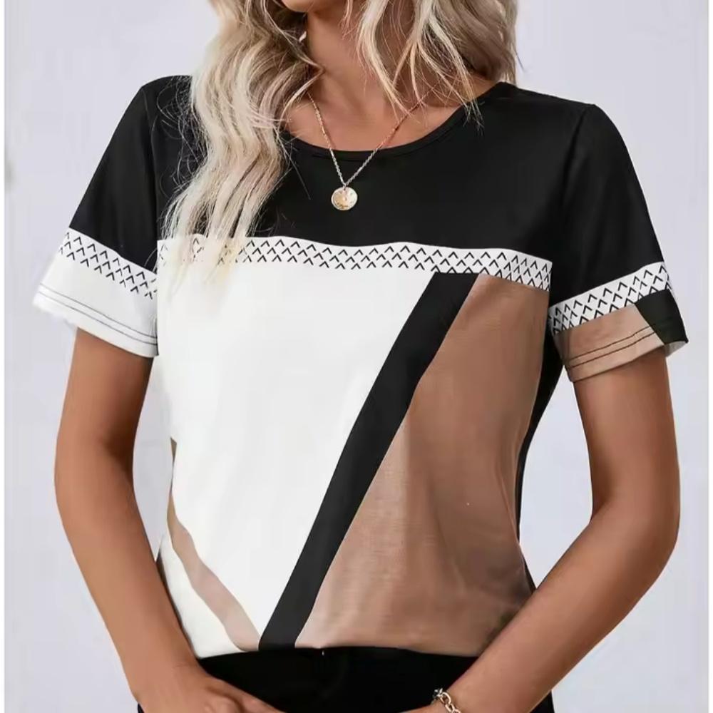 Women's Tee - Neon Tropical Beach & Moon Graphic, Dreamy Cosmic Design for Casual Daily Wear