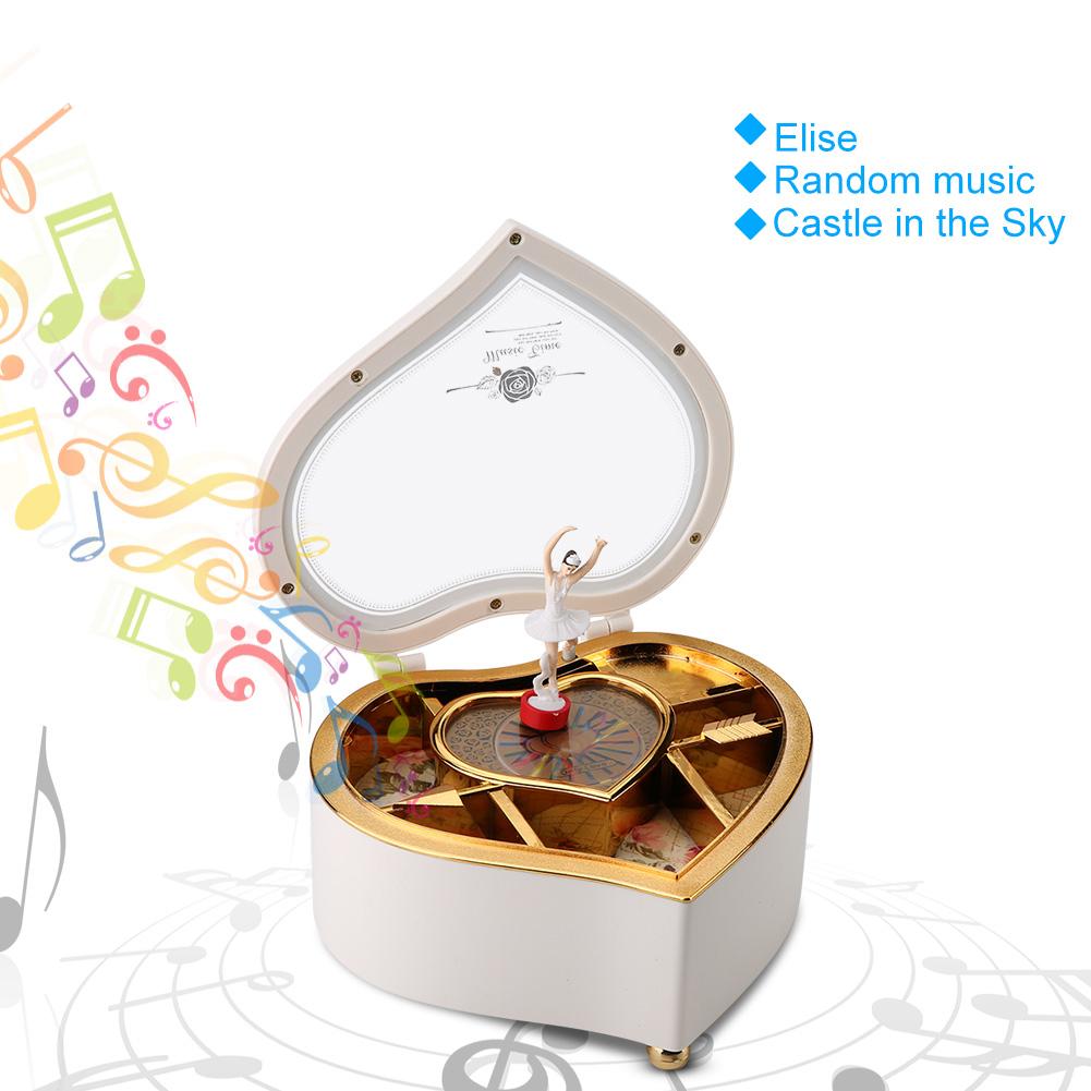Heart Shaped Dance Ballet Music Box Jewelry Spinning Music Box Gift Present