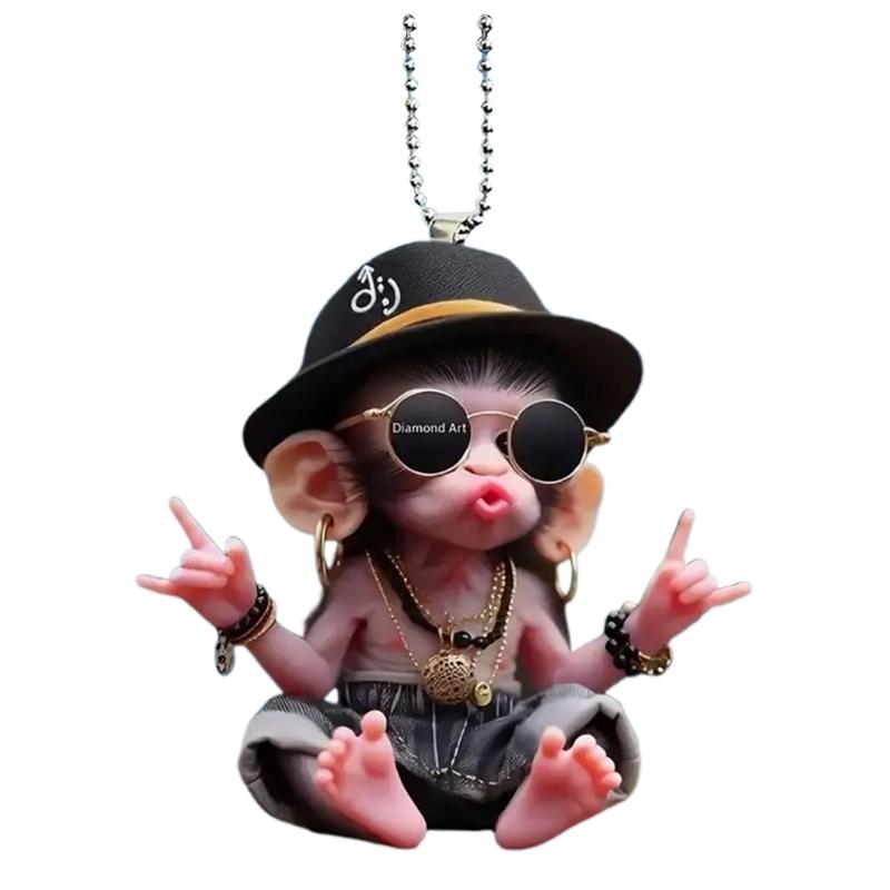 

Мультяшная обезьянка 2D акриловая подвеска висячее украшение украшения для интерьера автомобиля аксессуары подарок для любителя животных праздничное украшение 1